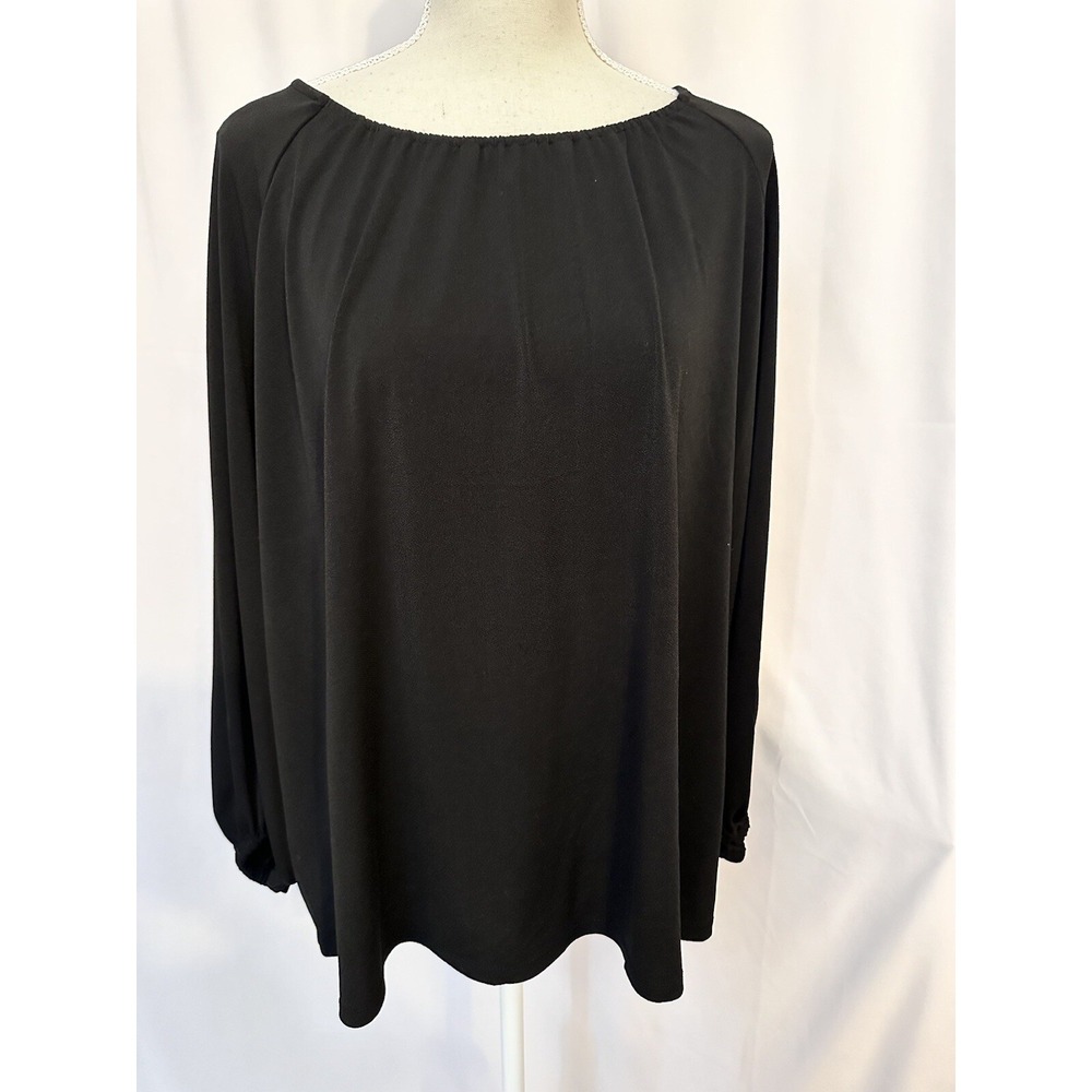 Banana Republic Top XL Black Pullover Peasant Blouse Long sleeve Polyester